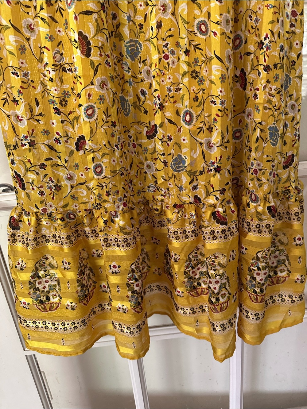 Zara Yellow Floral Ruffle-Neck Maxi Dress Size XS - Picture 6 of 13
